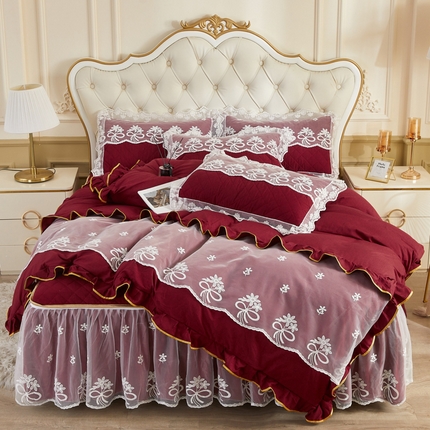 91家纺网 家纺一手货源 找家纺 （总）恋尚 2023新款色织系列床笠床裙可脱卸 四件套