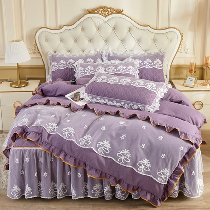 91家纺网 家纺一手货源 找家纺 （总）恋尚 2023新款色织系列床笠床裙可脱卸 四件套