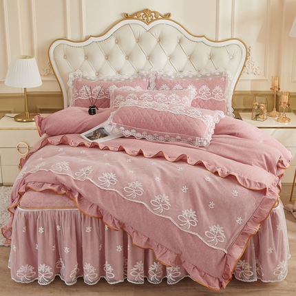 91家纺网 家纺一手货源 找家纺 （总）恋尚 2023新款色织系列床笠床裙可脱卸 四件套