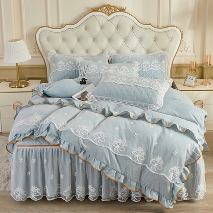 91家纺网 家纺一手货源 找家纺 （总）恋尚 2023新款色织系列床笠床裙可脱卸 四件套