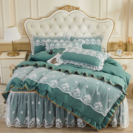 91家纺网 家纺一手货源 找家纺 （总）恋尚 2023新款色织系列床笠床裙可脱卸 四件套