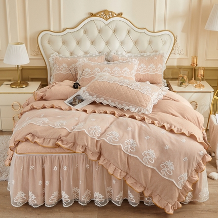 91家纺网 家纺一手货源 找家纺 （总）恋尚 2023新款色织系列床笠床裙可脱卸 四件套