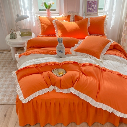 芭比蔓家纺 2023新款加厚磨毛四件套--甜梦系列 迷人橙