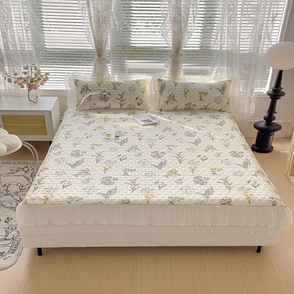 91家纺网 家纺一手货源 找家纺 恋尚 加厚乳胶印花床笠三件套（0.5公分）（可配夏被） 花槿