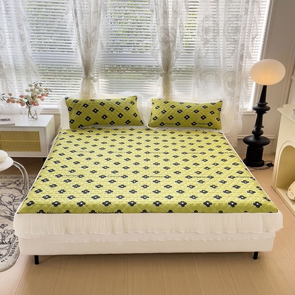 91家纺网 家纺一手货源 找家纺 恋尚 加厚乳胶印花床笠三件套（0.5公分）（可配夏被） 赫本绿