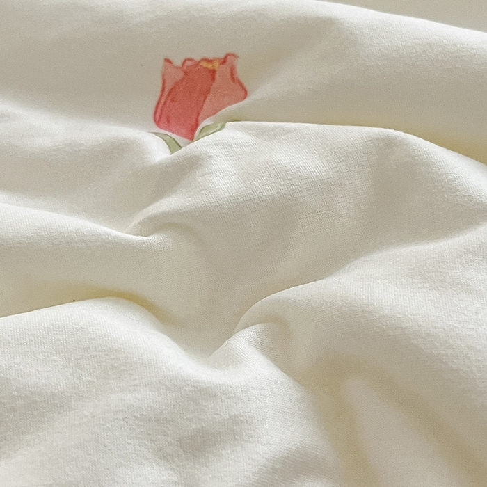 91家纺网 家纺一手货源 找家纺 桃子 2023新款A类ins高品质小清新花卉卡通牛奶丝针织棉夏被 针织棉夏被-奶油郁金香粉