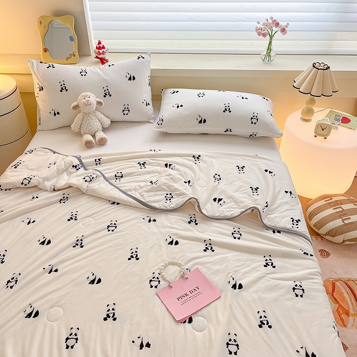 91家纺网 家纺一手货源 找家纺 桃子 2023新款A类ins高品质小清新花卉卡通牛奶丝针织棉夏被 针织棉夏被-小恐龙