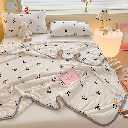 桃子 2023新款A类ins高品质小清新花卉卡通牛奶丝针织棉夏被 针织棉夏被-小恐龙