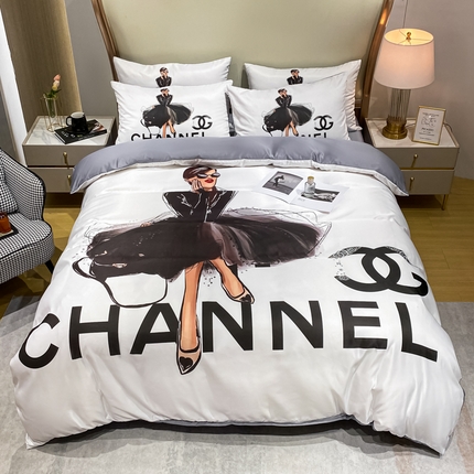 91家纺网 家纺一手货源 找家纺 （总）色鬼布艺 2023新款数码印花水洗真丝冰丝四件套网红直播爆款