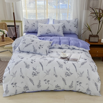 优尚 2025新款双层纱水洗棉麻四件套 兰花紫梦