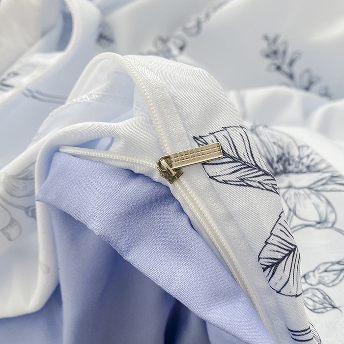 91家纺网 家纺一手货源 找家纺 优尚 2025新款双层纱水洗棉麻四件套 兰花紫梦