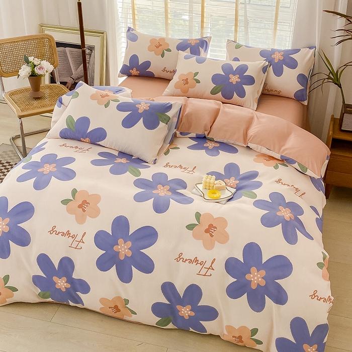 91家纺网 家纺一手货源 找家纺 优尚 2025新款双层纱水洗棉麻四件套 蔚蓝之夏