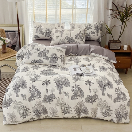 优尚 2025新款双层纱水洗棉麻四件套 林中奇遇