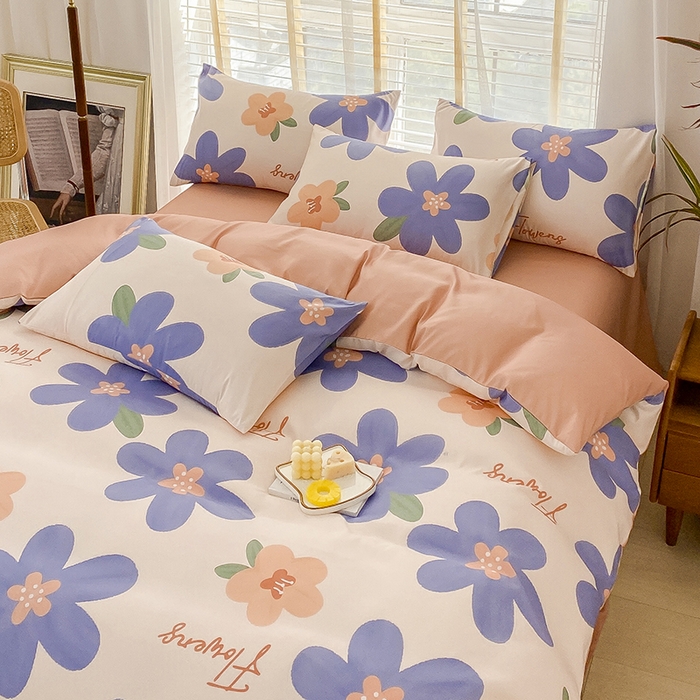 91家纺网 家纺一手货源 找家纺 优尚 2025新款双层纱水洗棉麻四件套 蔚蓝之夏