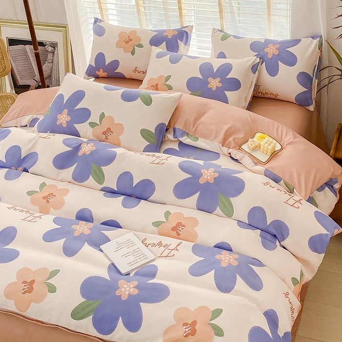 91家纺网 家纺一手货源 找家纺 优尚 2025新款双层纱水洗棉麻四件套 蔚蓝之夏