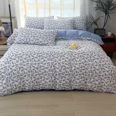 91家纺网 家纺一手货源 找家纺 （总）优尚 2025新款双层纱水洗棉麻四件套