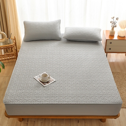 雪云美 2023新款A类原棉夹棉床笠 锦绣-灰色