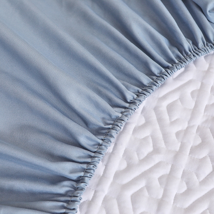 91家纺网 家纺一手货源 找家纺 雪云美 2023新款A类原棉夹棉床笠 锦绣 浅蓝