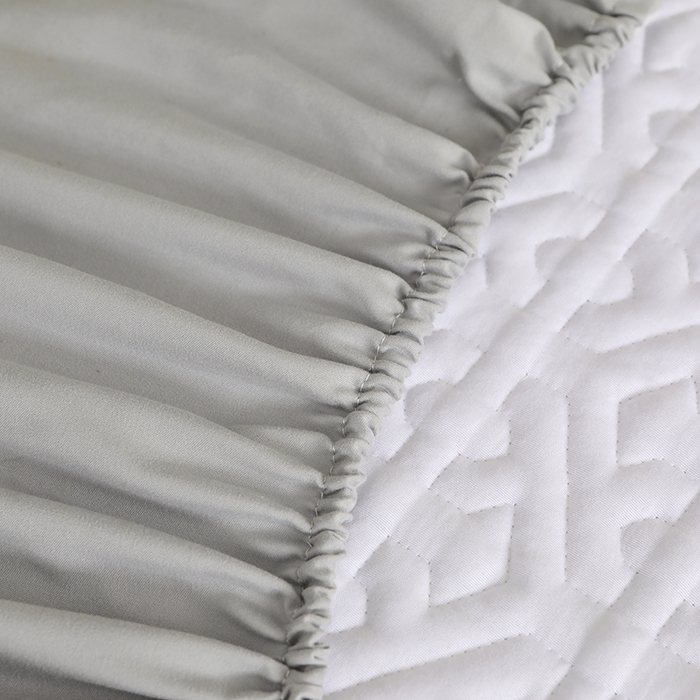 91家纺网 家纺一手货源 找家纺 雪云美 2023新款A类原棉夹棉床笠 锦绣-灰色