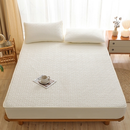 雪云美 2023新款A类原棉夹棉床笠 锦绣-白色