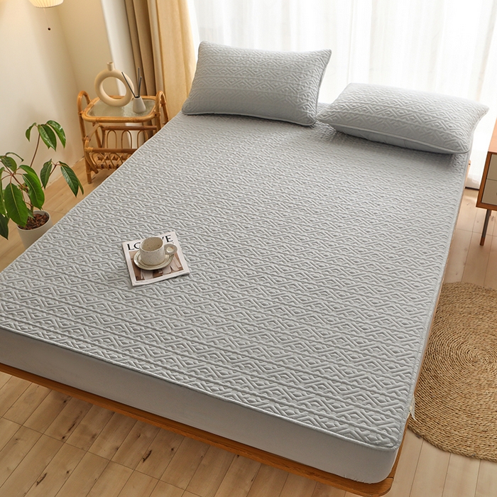 91家纺网 家纺一手货源 找家纺 雪云美 2023新款A类原棉夹棉床笠 锦绣-灰色