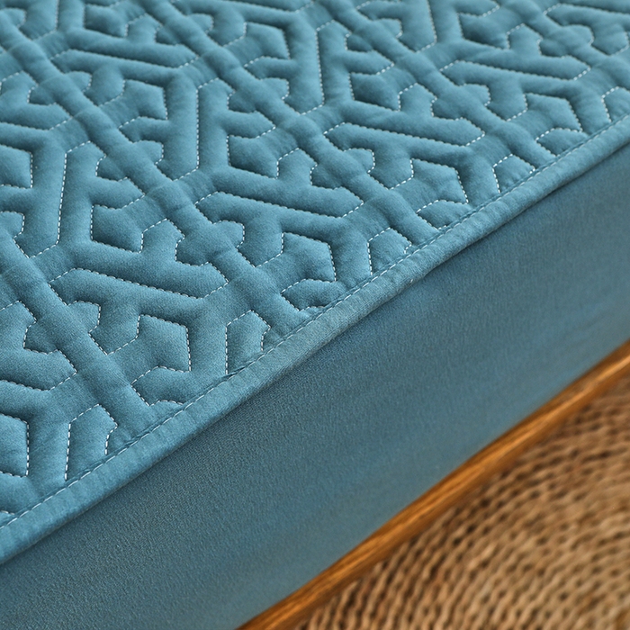 91家纺网 家纺一手货源 找家纺 雪云美 2023新款A类原棉夹棉床笠 锦绣-宾利蓝