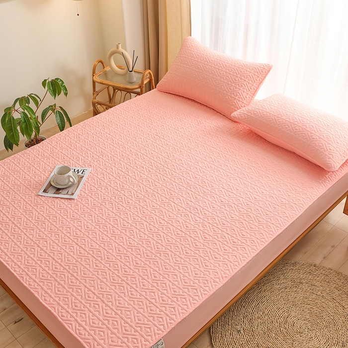 91家纺网 家纺一手货源 找家纺 雪云美 2023新款A类原棉夹棉床笠 锦绣-豆沙