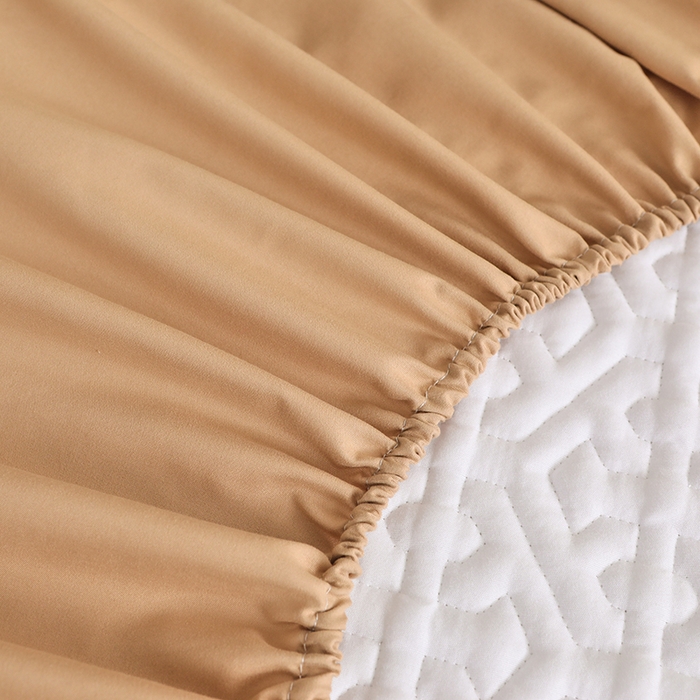 91家纺网 家纺一手货源 找家纺 雪云美 2023新款A类原棉夹棉床笠 锦绣-驼色