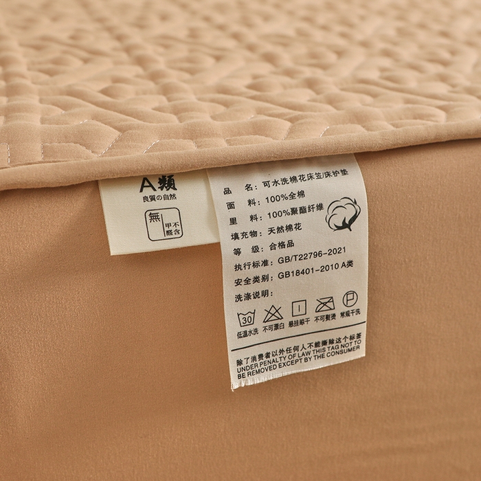 91家纺网 家纺一手货源 找家纺 雪云美 2023新款A类原棉夹棉床笠 锦绣-驼色