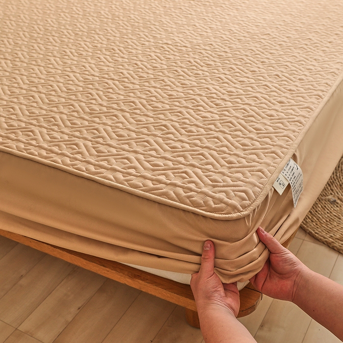 91家纺网 家纺一手货源 找家纺 雪云美 2023新款A类原棉夹棉床笠 锦绣-驼色