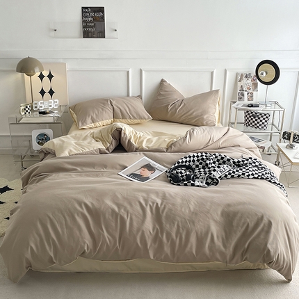 91家纺网 家纺一手货源 找家纺 （总）贝拉梦 2023新款105g简约风柔软磨毛亲肤棉双拼单被套