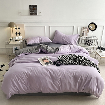 91家纺网 家纺一手货源 找家纺 （总）贝拉梦 2023新款105g简约风柔软磨毛亲肤棉双拼单被套