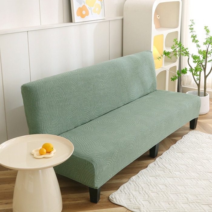 91家纺网 家纺一手货源 找家纺 千彤沙发垫 2023新款无扶手沙发床套-时光年轮系列 豆绿