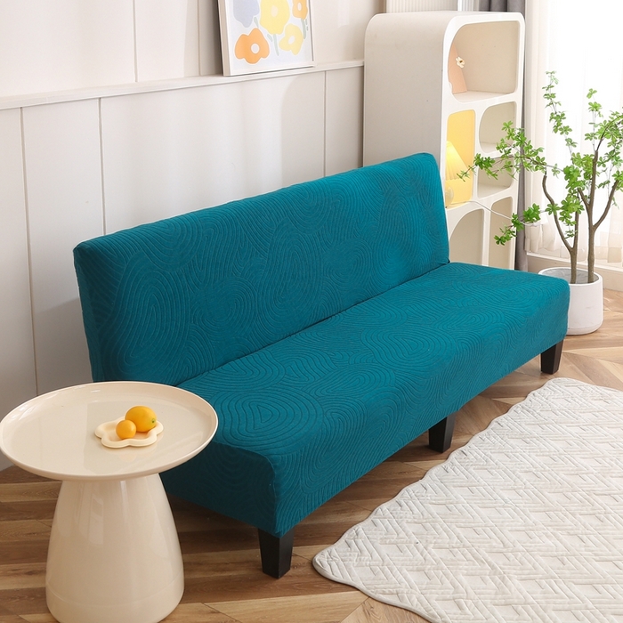 91家纺网 家纺一手货源 找家纺 千彤沙发垫 2023新款无扶手沙发床套-时光年轮系列 孔雀蓝