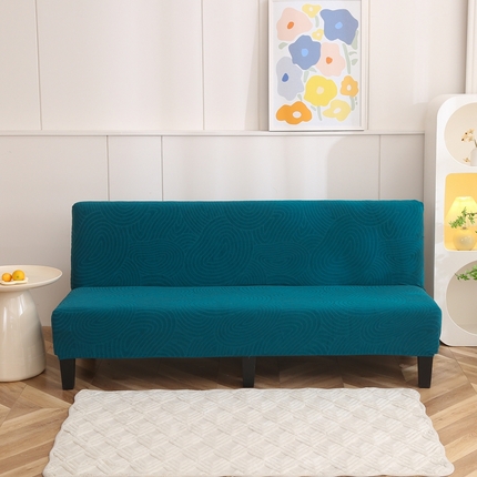 千彤沙发垫 2023新款无扶手沙发床套-时光年轮系列 孔雀蓝