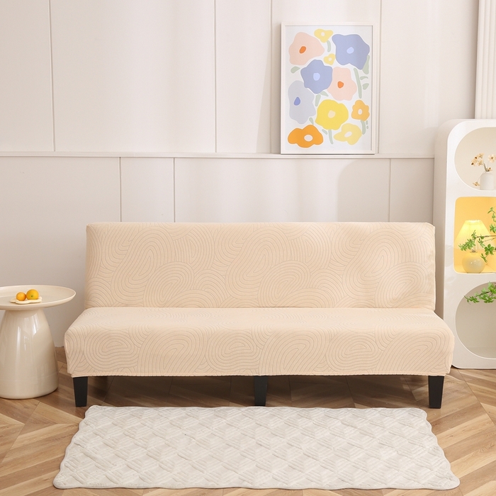 91家纺网 家纺一手货源 找家纺 千彤沙发垫 2023新款无扶手沙发床套-时光年轮系列 米黄