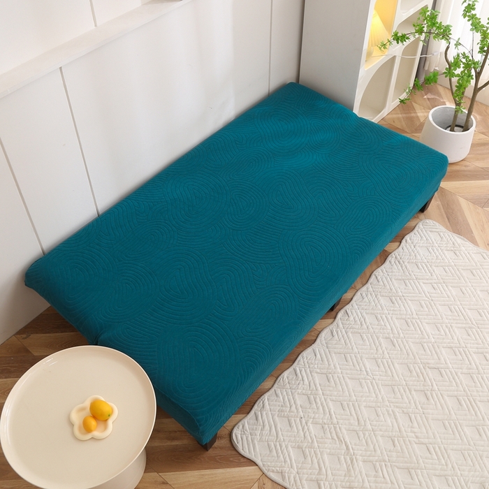 91家纺网 家纺一手货源 找家纺 千彤沙发垫 2023新款无扶手沙发床套-时光年轮系列 孔雀蓝