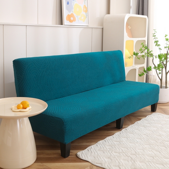 91家纺网 家纺一手货源 找家纺 千彤沙发垫 2023新款无扶手沙发床套-时光年轮系列 孔雀蓝