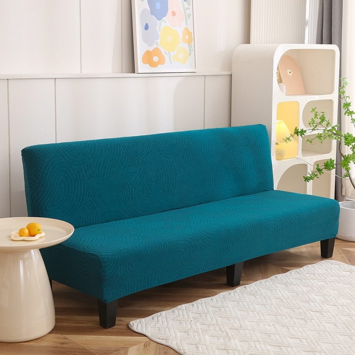 91家纺网 家纺一手货源 找家纺 千彤沙发垫 2023新款无扶手沙发床套-时光年轮系列 孔雀蓝