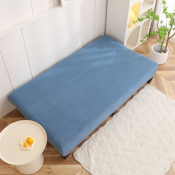 91家纺网 家纺一手货源 找家纺 千彤沙发垫 2023新款无扶手沙发床套-时光年轮系列 水蓝