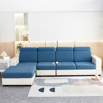 91家纺网 家纺一手货源 找家纺 逐日 2023新款3D提花沙发笠 波浪系列 波浪-湖蓝