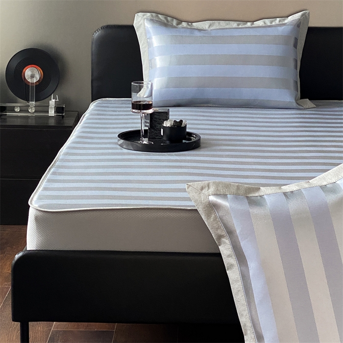 91家纺网 家纺一手货源 找家纺 三味舒屋 2025新款提花冰丝席 蓝调