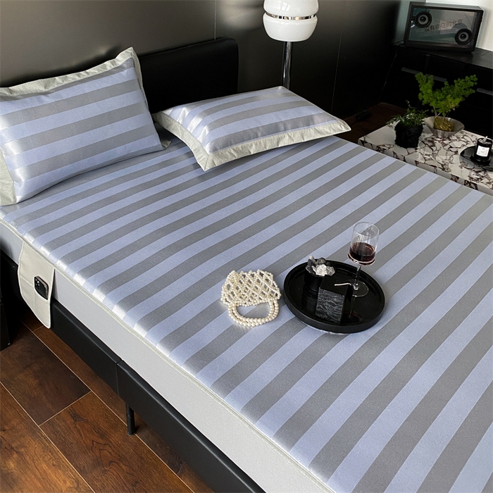 91家纺网 家纺一手货源 找家纺 三味舒屋 2025新款提花冰丝席 蓝调