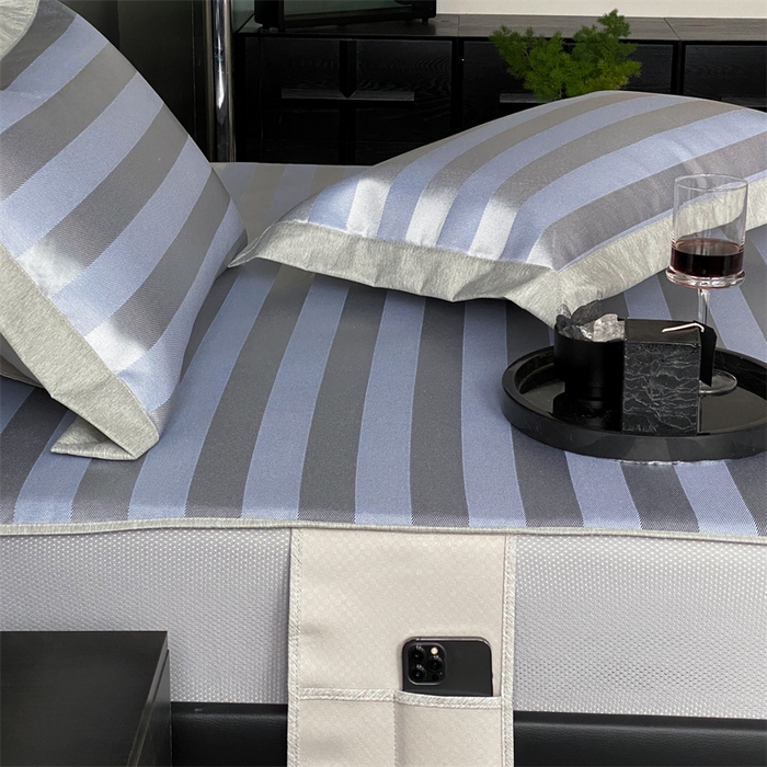 91家纺网 家纺一手货源 找家纺 三味舒屋 2025新款提花冰丝席 蓝调