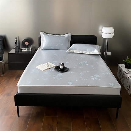 91家纺网 家纺一手货源 找家纺 三味舒屋 2025新款提花冰丝席 罗拉蓝