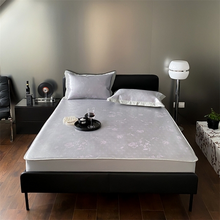 91家纺网 家纺一手货源 找家纺 三味舒屋 2025新款提花冰丝席 罗拉紫