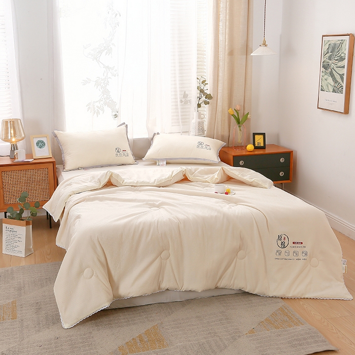 91家纺网 家纺一手货源 找家纺 百花王2023款泡泡水洗棉夏凉被 奶白色