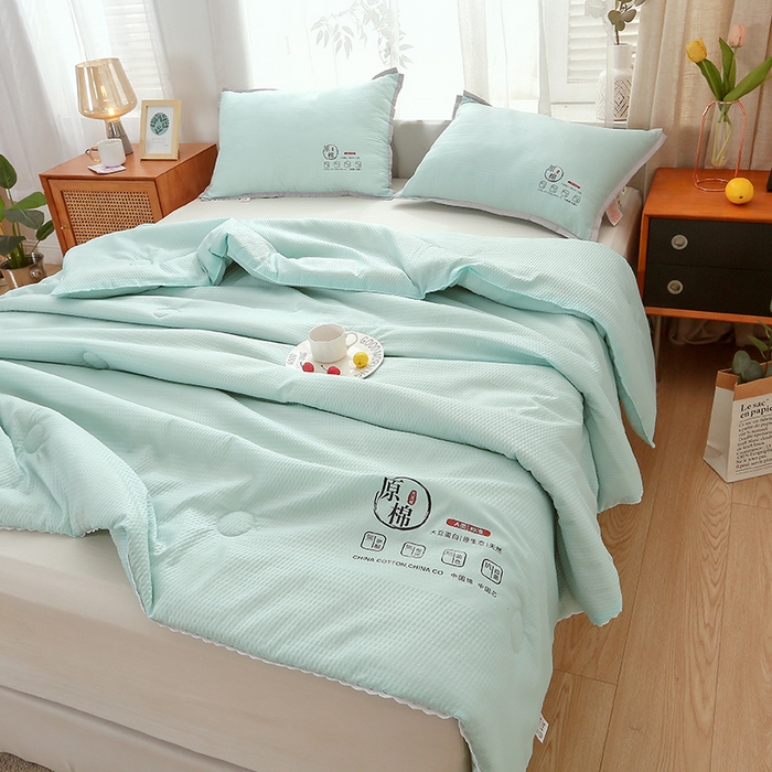 91家纺网 家纺一手货源 找家纺 百花王2023款泡泡水洗棉夏凉被 墨绿色