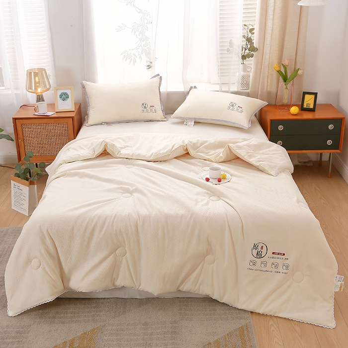 91家纺网 家纺一手货源 找家纺 百花王2023款泡泡水洗棉夏凉被 奶白色