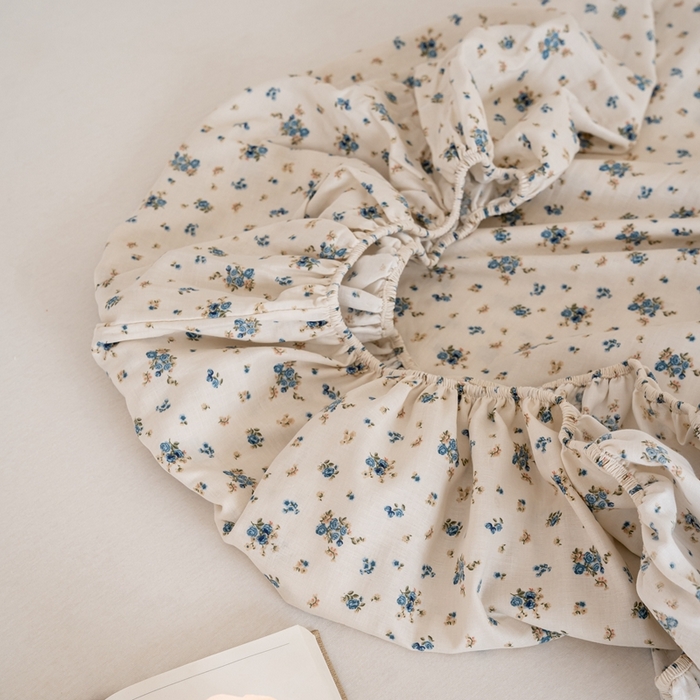 91家纺网 家纺一手货源 找家纺 2023时光里 春夏A类双层纱 床笠 蓝馨